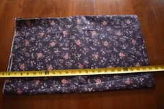 By 1/2 Yd, Vintage, Pink & Green Floral on Dk-Purple Polished-Cotton/Marcus,P109
