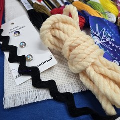 Slow Stitching Lot Fabric Scraps Embroidery Floss Buttons Trim Ribbon Sew 1 Lb