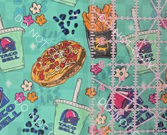 100% Cotton Woven Novelty Fabric Taco Bell Fast Food By The 1/4 Yard 9×56