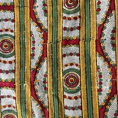 Vintage Cotton Blend Fabric Remnant Ethnic Tribal Peasant Geometric 34 W x 135 L