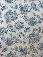 Richloom blue and ivory floral home decor fabric 2 pieces each is 59″ x 55″w