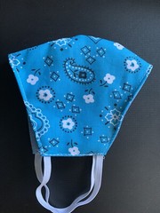Face Mask triple Layer Handmade Washable Cloth Blue Bandana