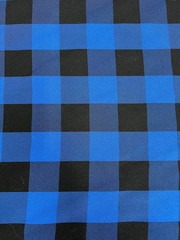 Camille ROYAL BLUE BLACK 1.5″ Big Checkered Gingham Pattern Poly Poplin Fabric