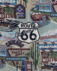Chenille Designed ROUTE 66 Pattern TAPESTRY Fabric / 56″ Wide / Sold By The Yard