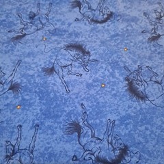 Yehaw Blue Cotton Fabric 1 Yd Maywood Studio Cowboys Rodeo Horses Quilting