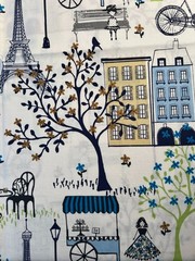 Fabric – OOP Waverly French Paris City Scene Cafe Culture Toile De Jouy Sold BTY
