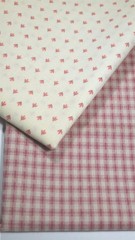 Pink Mauve Tiny Plaid Check Vintage Primitive Calico Quilt Doll Fabric Lot 4 yds
