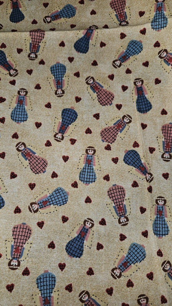 Springs Industries Scattered Angels & Hearts Cotton Fabric 1 Yard 31″ X 45″ Wide
