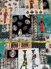 MICHAEL MILLER TRIBAL PATCHWORK 100% COTTON FABRIC AFRICAN INSPIRED 2 YDS X 44”