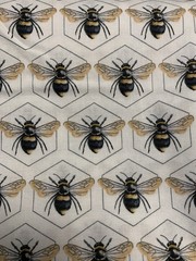 Joann Fabric Bees In Hexagon 2 1/2 + Yards Of 100% Cotton 97” X 44”