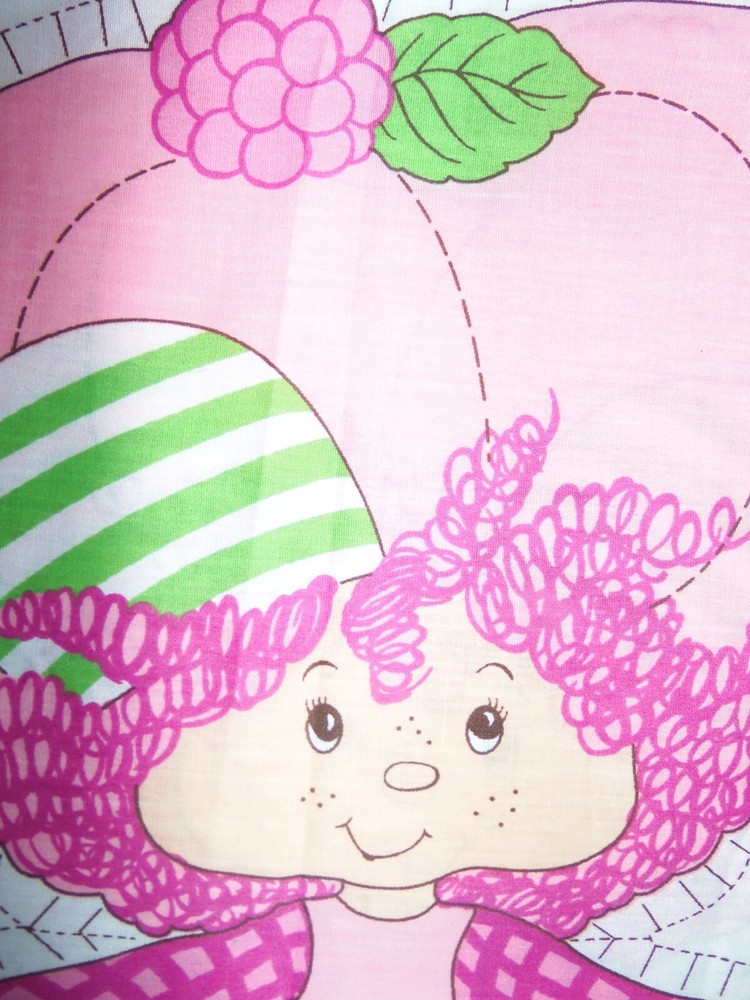 1981 RASBERRY TART fabric pillow panel cut and sew doll vintage Strawberry