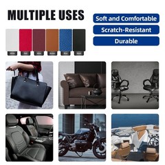 Faux Leather Fabric, 54″x36″ Thick Durable Synthetic Upholstery Leather Vinyl…