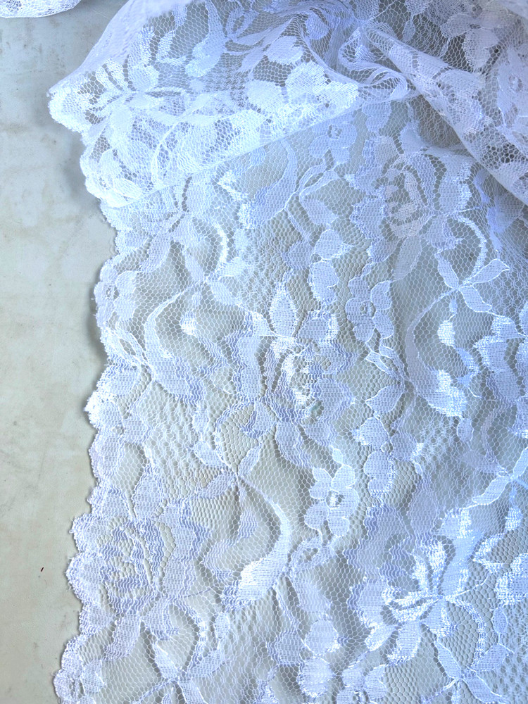 White Floral Lace Fabric By the Yard 54″ Wide