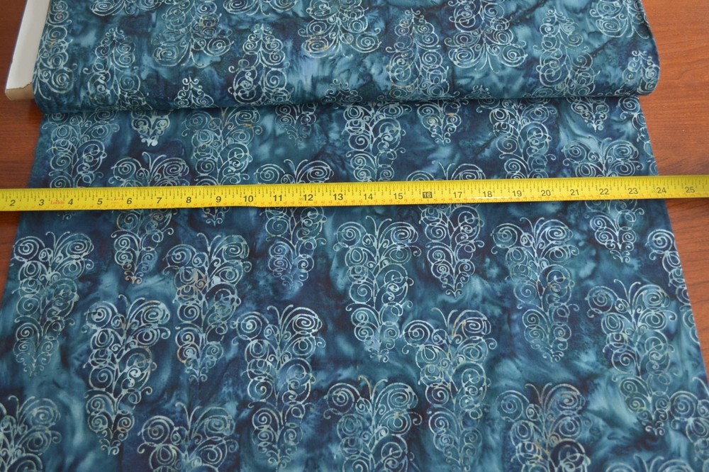 By 1/2 Yd, Blue Swirls on Blue Batik, Indonesia, Hoffman, Hand-Painted, B520