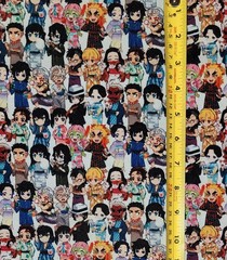 DEMON SLAYER KAWAII WHITE ANIME 1 YARD FABRIC ( 36″ X 58″ ) BRAND NEW