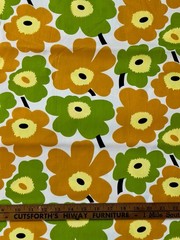 BOLD ORANGE GREEN FLOWER COTTON DECOR FABRIC MARIMEKKO UNNIKO STYLE 64” WIDE BTY