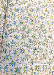 VTG Beautiful Feminine Blue & Green Florals Scattered on White DIMITY BTHY