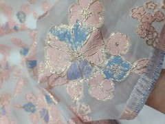 Fabric By The Yard Pink Blush Lavender Floral Brocade On White Sheer Organza