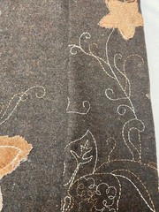 $24 for 2 Yards – Real Wool (Flannel) Fabric – Brown Embroidered Fabric Color