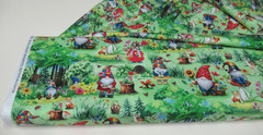 Timeless Treasures quilt-craft fabric HIPPIE GNOMES GARDEN green 2 yds (cd-3739)