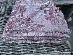 Vintage Burgundy Red French Toile de Jouy Pastoral Whimsical Cotton Fabric 9 Yds