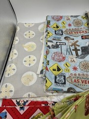 Novelty Print Fabric Lot Superhero Sturgis Route 66 Sports Vintage Pinup