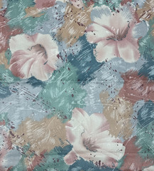 Vtg 80s Stanley King Pink Green Floral Polished Cotton Drapery Fabric BTY #32