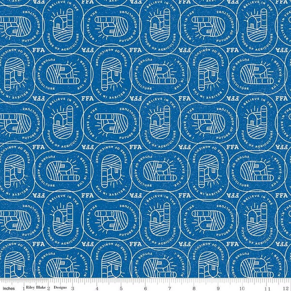 FFA Forever Blue 2 Farm Patch Blue Cotton Fabric