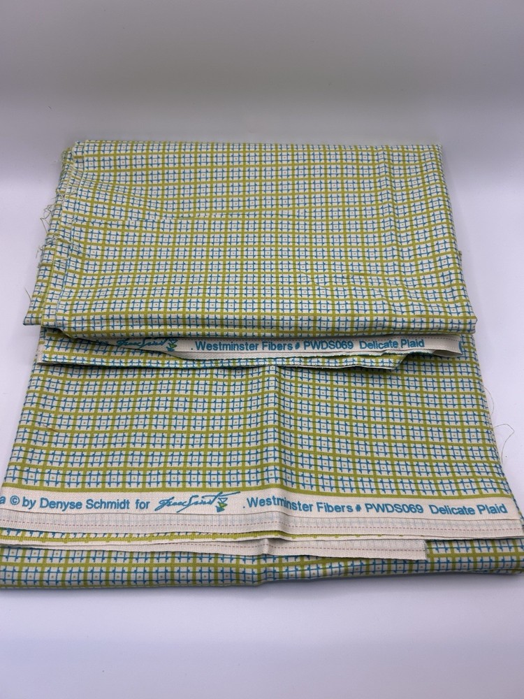 Westminster Fibers Dainty Plaid Check Fabric Green Blue White PWDS069