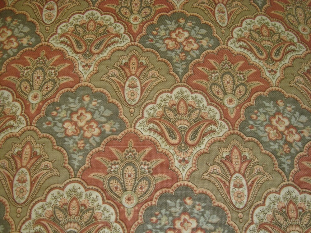 VTG One Yd CYRUS CLARK BANKURA Shell cotton DRAPERY FABRIC 54″ x 36″ (6 left)