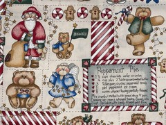 By 1/2 Yd Vtg Dianna Marcum Peppermint Pie Recipe Holiday Fabric by Marcus
