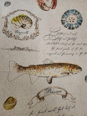 Isla Moranda Poisson Beach Cottage Linen Blend Fabric by the yard