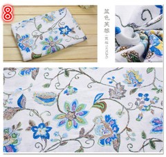 DIY Print Floral Painting Linen Fabric Dress Material Sewing Chinese Cloth Sew
