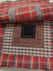 LOT of 20 Plaid Red Blue White Green Random sewn cotton fabric QUILT Blocks 6×6