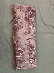 Vintage Burgundy Red French Toile de Jouy Pastoral Whimsical Cotton Fabric 9 Yds