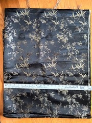 Asian Brocade Fabric Cherry Blossom & Bamboo Black & Silver, 3 Yards 44″ Wide