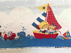 Beach Baby Nautical Theme Border Fabric Patty Reed BTY