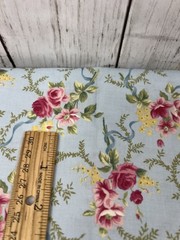 Fabric Cotton Blue Rose Floral 1.5 Yard 44″ Wide Quilt Sew Beginning Fabric