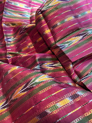 Thai Silk & Metallic IKAT Fabric ~ 3 Yard ~ 45″ Wide Gold Red Green Purple
