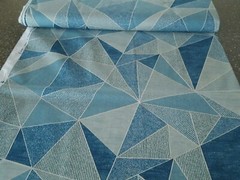 Faux Patchwork Print BTY Richloom Shades of Dark Dusty Teal Blue