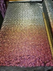 Iridescent Pearl Lavender to Silver Nylon 2WAY Stretch Mesh OMBRE Sequin Fabric