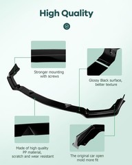 SCITOO Front Lip Spoiler Fits for 2014-2017 AS SHOWN, Glossy Black