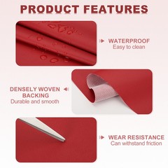 63×39.4in Faux Leather Sheets, Faux Leather Fabric Vinyl PVC, Wine Red