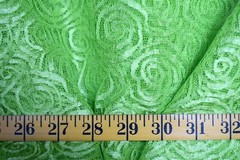 LIME GREEN SWIRLS ON GREEN SEE THRU MESH POLYESTER FABRIC 3 3/4 YARDS