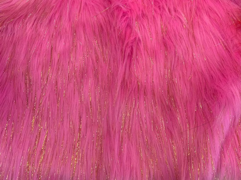 Faux Fur Long Pile Sparkling Bubble gum pink Fabric / 58″ W / Sold by the yard