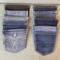 10 Pair Mixed Sizes Denim Jean Back Pockets for Crafts Sew Quilting