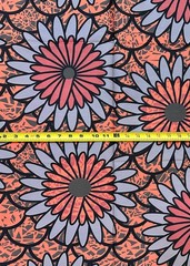 African Fabric/ Ankara – Coral, Gray, Mauve ‘Morning Bouquet’ Design, 1 YARD
