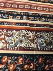 Paisley Floral textured FEEL Fabric Blue Cream Tan Upholstery Curtains Decor