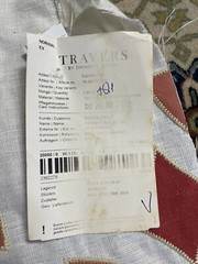 Travers Zimmer Rohde Linen Carson Tile 396 Peach Pink Upholstery Fabric 4yd