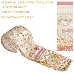 42 PCS Jelly Roll Fabric Strips Soft Cotton PreCut Quilting Bundles Kit